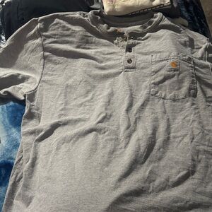 Carhartt Men's Short Sleeve Henley in Gray